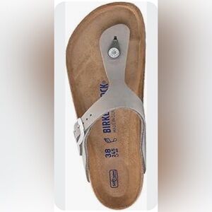 Birkenstock Grey Gizeh Thing with Silver Buckles